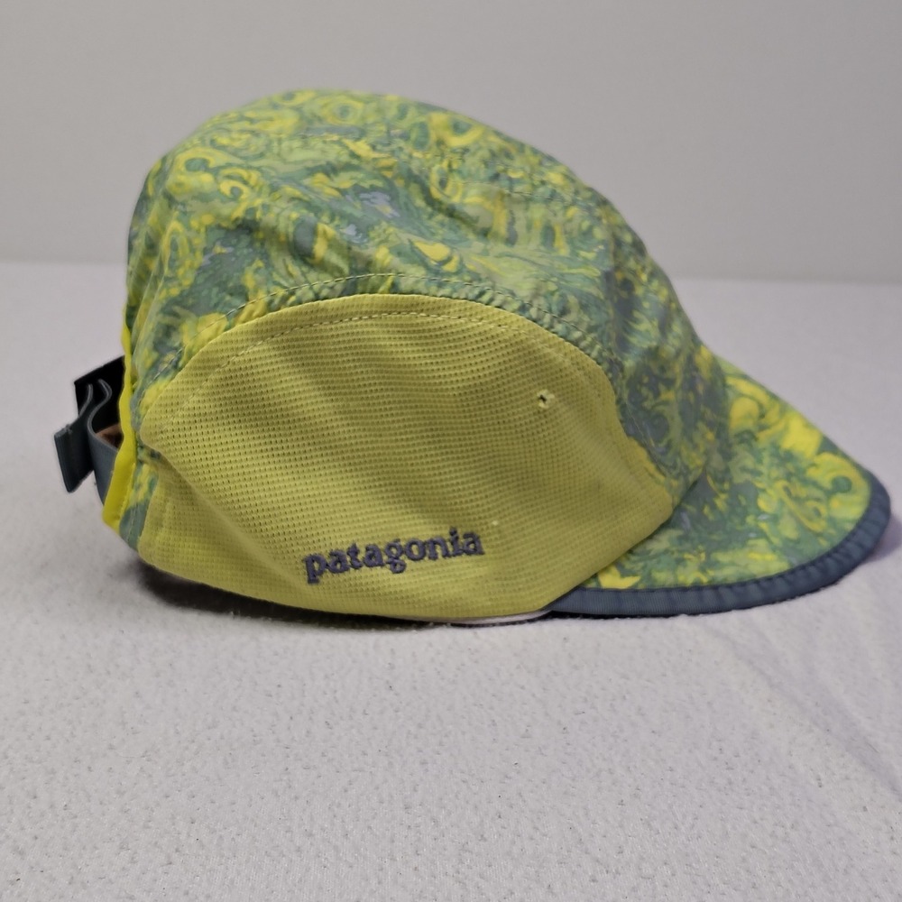 Vintage Patagonia Duckbill Cap Hat Yellow Green 4 Panel Marble Print 2002 52060 - Picture 2 of 11